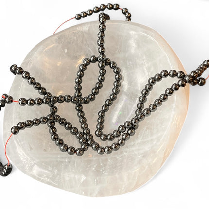 Hematite 6mm Bead Strand – 14" Natural Crystal Beads for Jewelry Making, Grounding & Protection