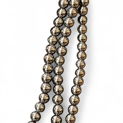 Hematite 6mm Bead Strand – 14" Natural Crystal Beads for Jewelry Making, Grounding & Protection