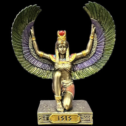 Isis, Egyptian Goddess, Kneeling with Wings Outspread, Miniature Statue by Veronese Design - Raven's Cauldron