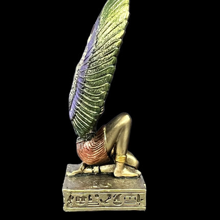 Isis, Egyptian Goddess, Kneeling with Wings Outspread, Miniature Statue by Veronese Design - Raven's Cauldron