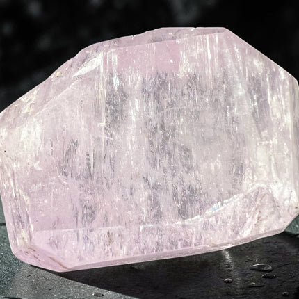 Kunzite crystal roughly faceted and polished 20.3 grams pink heart chakra healing stone for emotional balance and self love, Raven's Cauldron, 6 N Sandusky St, Delaware, OH 43015