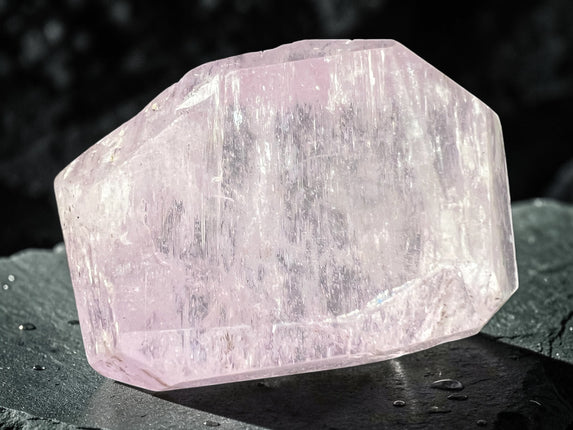 Kunzite crystal roughly faceted and polished 20.3 grams pink heart chakra healing stone for emotional balance and self love, Raven's Cauldron, 6 N Sandusky St, Delaware, OH 43015