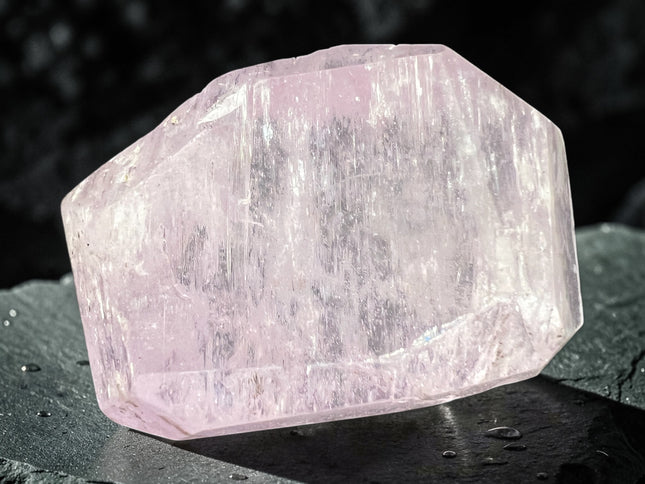 Kunzite crystal roughly faceted and polished 20.3 grams pink heart chakra healing stone for emotional balance and self love, Raven's Cauldron, 6 N Sandusky St, Delaware, OH 43015
