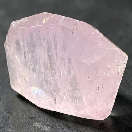 Kunzite crystal roughly faceted and polished 20.3 grams pink heart chakra healing stone for emotional balance and self love, Raven's Cauldron, 6 N Sandusky St, Delaware, OH 43015