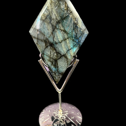 Labradorite Rhombus / Diamond with Zodiac Stand - Raven's Cauldron