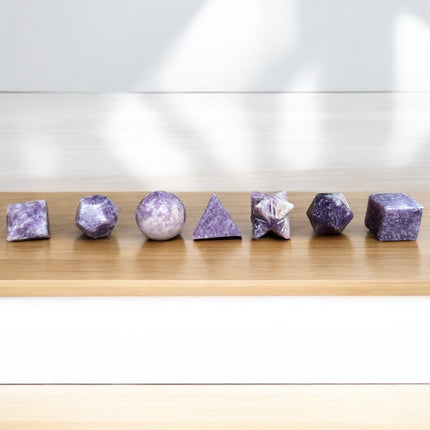 Platonic Solids Wooden Box Set - Lepidolite Raven's Cauldron 6 N Sadusky St.  Delaware, OH 43015