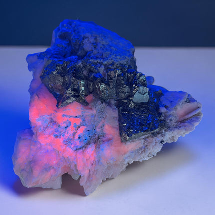 Pyrite in Mangano Calcite matrix from Peru UV reactive crystal specimen 1756 grams 6 inch display piece Raven’s Cauldron, Delaware, OH