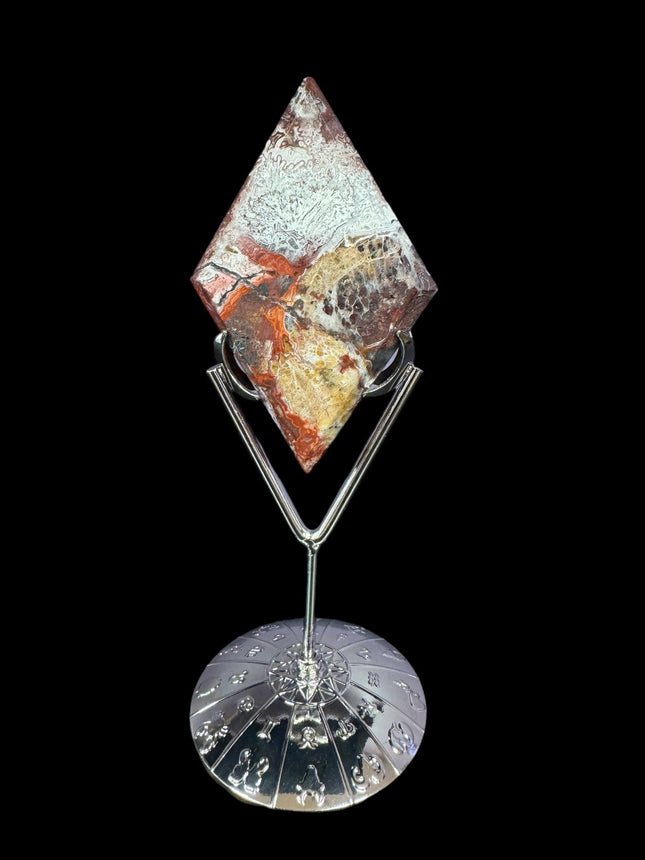 Mexican Agate Rhombus / Diamond with Stand - Raven's Cauldron