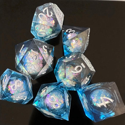 Midnight Blue Liquid Core Cosmos Dice Set, Raven's Cauldron, 6 N Sandusky St, Delaware, OH 43015