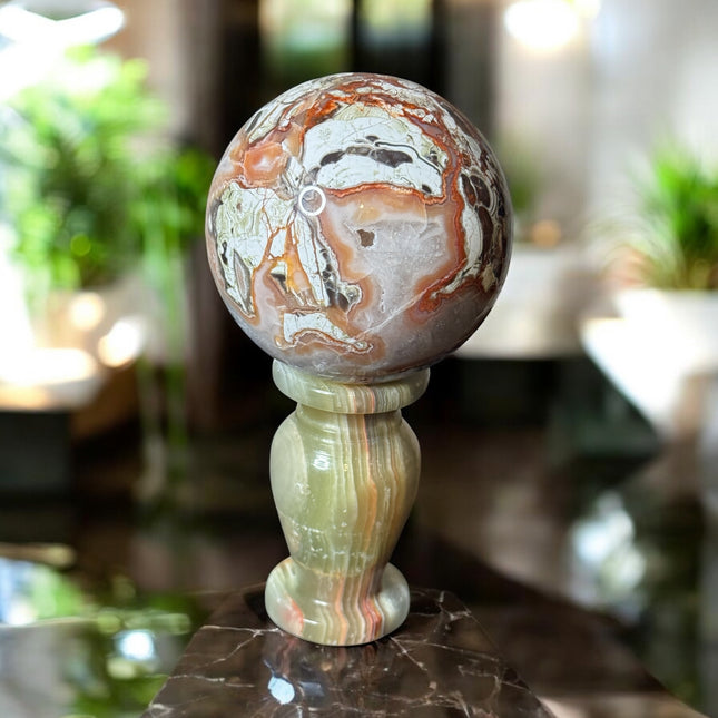 High-quality 470g Money Agate sphere for prosperity and wealth