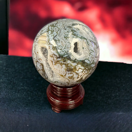 Moss Agate Druzy Sphere - Exquisite - Raven's Cauldron