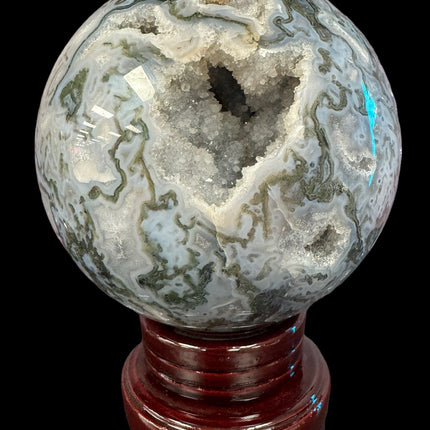 Moss Agate Druzy Sphere - Exquisite - Raven's Cauldron