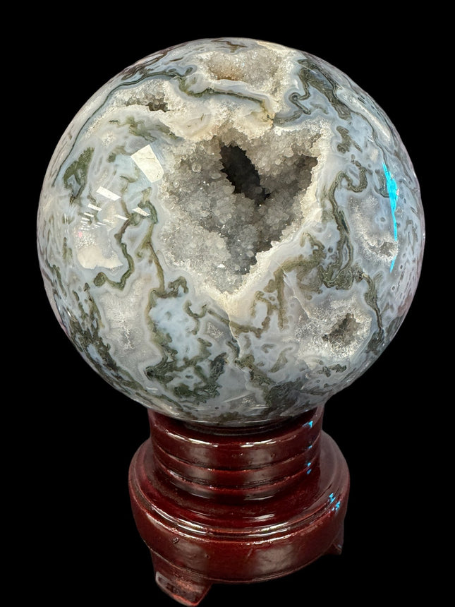 Moss Agate Druzy Sphere - Exquisite - Raven's Cauldron