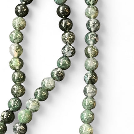 High Quality Moss Agate 6mm Bead Strand – 14" Natural Crystal Beads for Jewelry Making & Grounding Energy