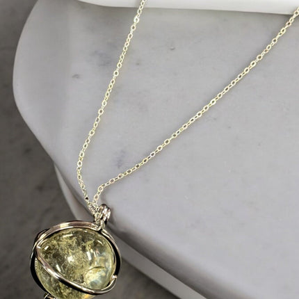 Natural Citrine Crystal Pendant, Silver 925 Necklace - Raven's Cauldron