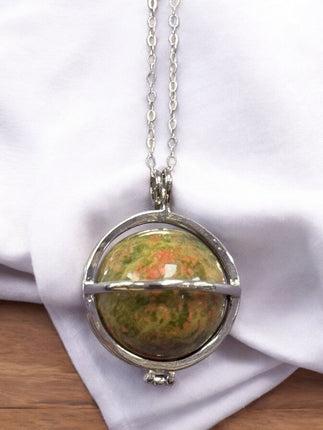 Natural Unakite Crystal Pendant, Silver 925 Necklace - Raven's Cauldron