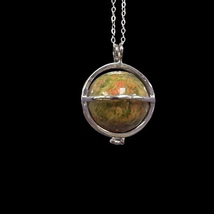 Natural Unakite Crystal Pendant, Silver 925 Necklace - Raven's Cauldron