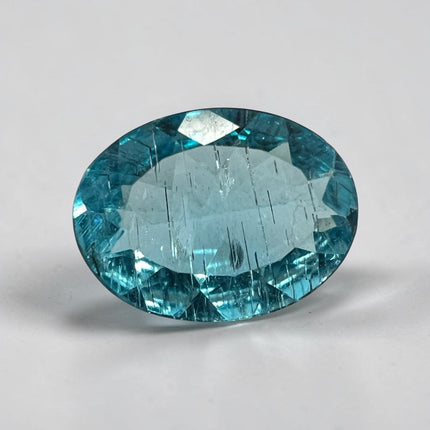 Natural Neon Blue Apatite loose gemstone, 8x6mm faceted oval for ring or pendant jewelry setting, vibrant blue crystal, Raven's Cauldron, Delaware, OH