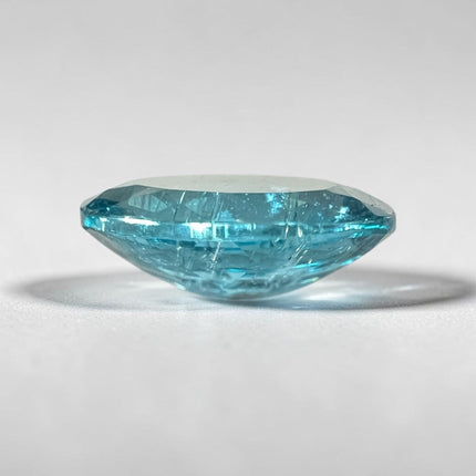 Natural Neon Blue Apatite loose gemstone, 8x6mm faceted oval for ring or pendant jewelry setting, vibrant blue crystal, Raven's Cauldron, Delaware, OH