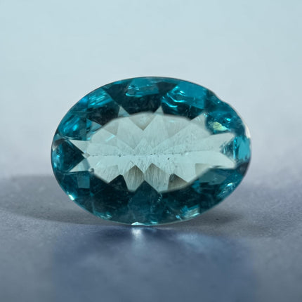 Natural faceted oval Blue Apatite loose gemstone measuring 8x6mm for custom ring or pendant setting - Raven's Cauldron, Delaware, OH