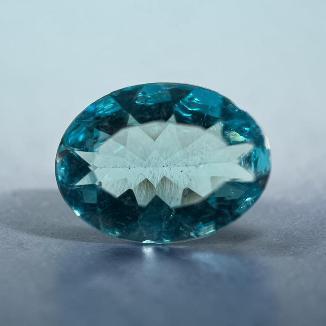 Natural faceted oval Blue Apatite loose gemstone measuring 8x6mm for custom ring or pendant setting - Raven's Cauldron, Delaware, OH