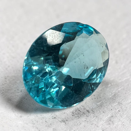 Natural faceted oval Blue Apatite loose gemstone measuring 8x6mm for custom ring or pendant setting - Raven's Cauldron, Delaware, OH