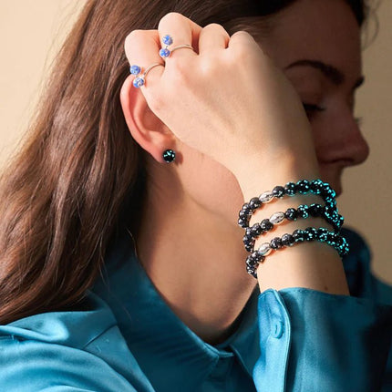 NOGU PITCH BLACK | SILVER | FIREFLY GLASS MACRAME BRACELET (Copy) - Raven's Cauldron