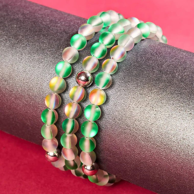 NOGU UNICORN GREEN | SILVER | MERMAID GLASS BEAD BRACELET - Raven's Cauldron