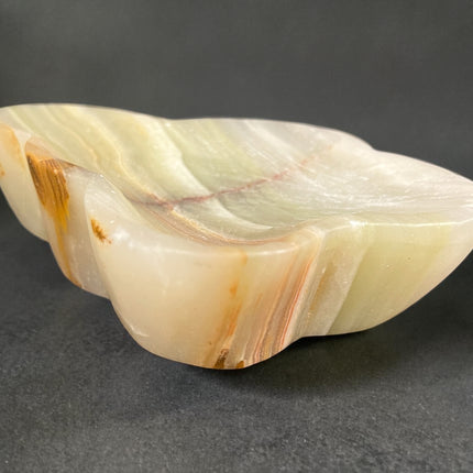 Mexican Onyx cloud-shaped bowl polished green aragonite crystal dish for altar or jewelry display Raven's Cauldron, Delaware, OH