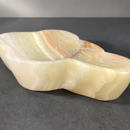Mexican Onyx cloud-shaped bowl polished green aragonite crystal dish for altar or jewelry display Raven's Cauldron, Delaware, OH