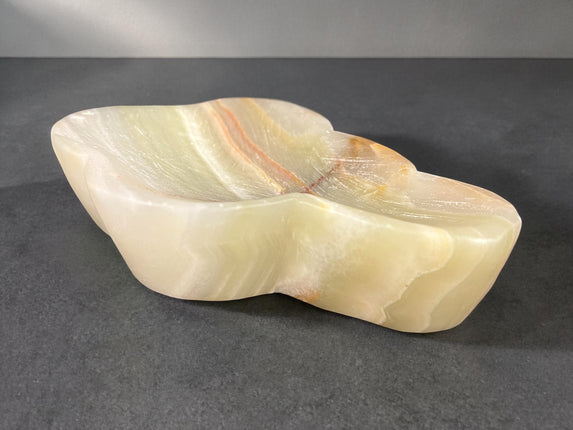 Mexican Onyx cloud-shaped bowl polished green aragonite crystal dish for altar or jewelry display Raven's Cauldron, Delaware, OH