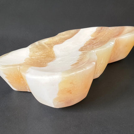 Orange Calcite cloud bowl polished crystal dish 5.5 inch carved stone for energy and creativity Raven's Cauldron, Delaware, OH