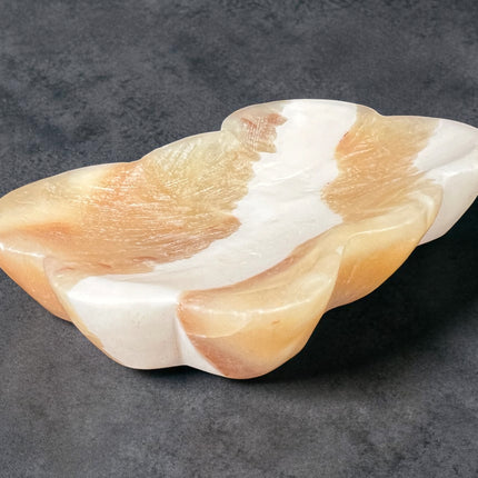 Orange Calcite cloud bowl polished crystal dish 5.5 inch carved stone for energy and creativity Raven's Cauldron, Delaware, OH
