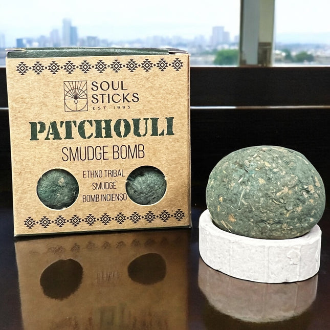 Soul Sticks Patchouli Smoke Bomb Incense set with 5 patchouli smoke bombs and 1 holder, made in India, for abundance, divine oneness, and sensuality – Raven’s Cauldron, 6 N Sandusky St, Delaware, OH 43015