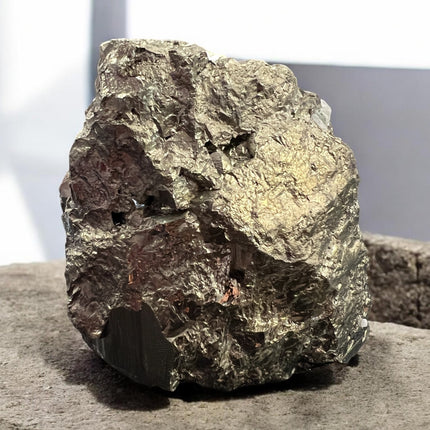 Cubic Pyrite crystal specimen from Huanzala Mine Peru with natural metallic striations – Raven's Cauldron, Delaware, OH