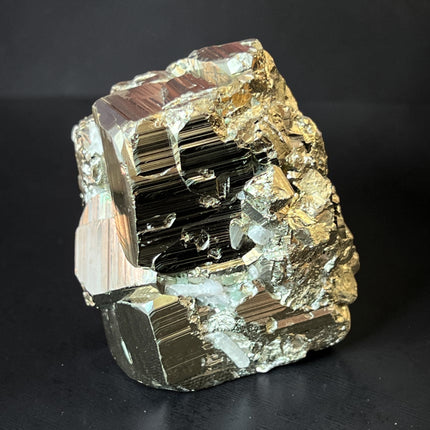 Cubic Pyrite crystal specimen from Huanzala Mine Peru with natural metallic striations – Raven's Cauldron, Delaware, OH