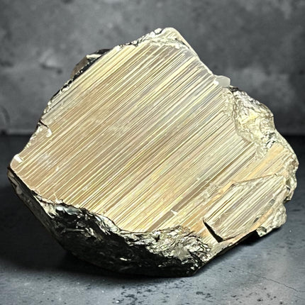 Cubic Pyrite crystal specimen from Huanzala Mine Peru with natural metallic striations – Raven's Cauldron, Delaware, OH