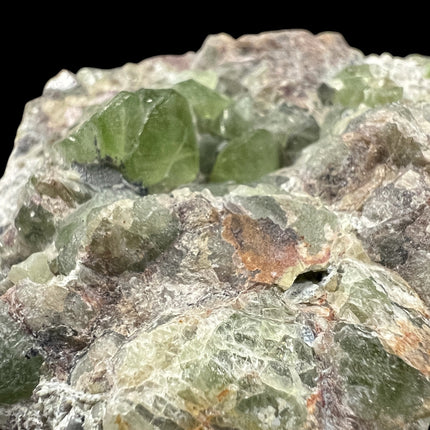 Natural Peridot in Matrix crystal specimen from Pakistan weighing 120 grams with vibrant green Peridot crystals in host rock – Raven's Cauldron, Delaware, OH