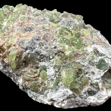Natural Peridot in Matrix crystal specimen from Pakistan featuring green Peridot crystals in host rock, 246 grams, 4.25 x 2.5 x 0.75 inches – Raven's Cauldron, Delaware, OH