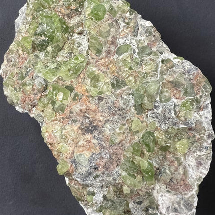 Natural Peridot in Matrix crystal specimen from Pakistan featuring green Peridot crystals in host rock, 246 grams, 4.25 x 2.5 x 0.75 inches – Raven's Cauldron, Delaware, OH
