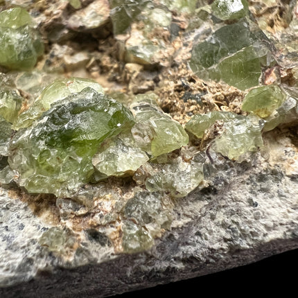 Natural Peridot in Matrix crystal specimen from Pakistan with vibrant green Peridot crystals in host rock, 420 grams, 4.5 x 3.25 x 1.25 inches – Raven's Cauldron, Delaware, OH