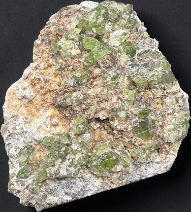 Natural Peridot in Matrix crystal specimen from Pakistan with vibrant green Peridot crystals in host rock, 420 grams, 4.5 x 3.25 x 1.25 inches – Raven's Cauldron, Delaware, OH