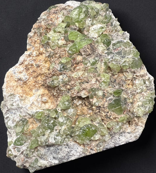 Natural Peridot in Matrix crystal specimen from Pakistan with vibrant green Peridot crystals in host rock, 420 grams, 4.5 x 3.25 x 1.25 inches – Raven's Cauldron, Delaware, OH