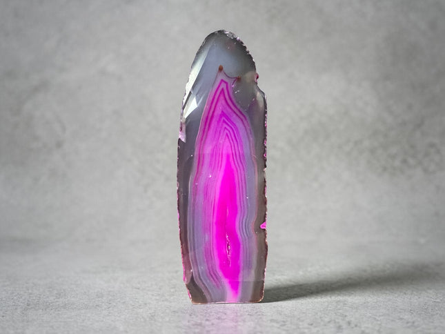 Dyed Pink Agate crystal freeform polished with cut base 185 grams Raven’s Cauldron Delaware Ohio