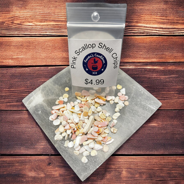 Pink Scallop Chips, 1 oz bag, Raven's Cauldron, 6 N Sandusky St, Delaware, OH 43015