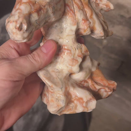 8-inch Red Banded Calcite Horse carving with natural red and cream bands – Raven’s Cauldron