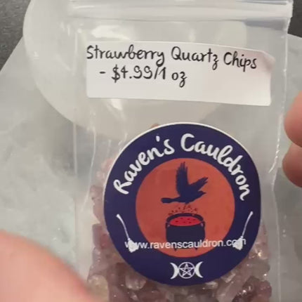 1 ounce Strawberry Quartz Chips - Raven's Cauldron 6 N Sandusky St. Delaware, OH 43015