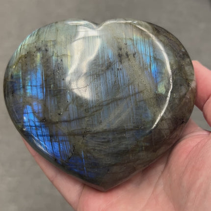 Labradorite Heart - High Quality Blue Flash 759 Grams - Raven's Cauldron 6 N Sandusky St. Delaware, OH. 43015