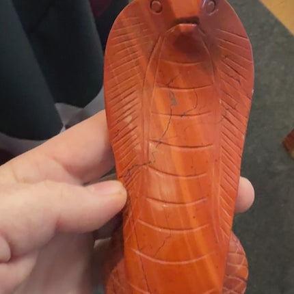  Red Jasper Red Jasper Red Jasper Snake Cobra carving 5.5 inches tall Raven’s Cauldron 6 N Sandusky St.  Delaware, OH. 43015