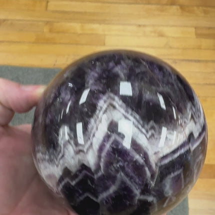 Dream Amethyst or Chevron Amethyst or Banded Amethyst Sphere – 4 pounds 4-inch diameter - High Quality – 6 N Sandusky St.  Delaware, OH. 43015